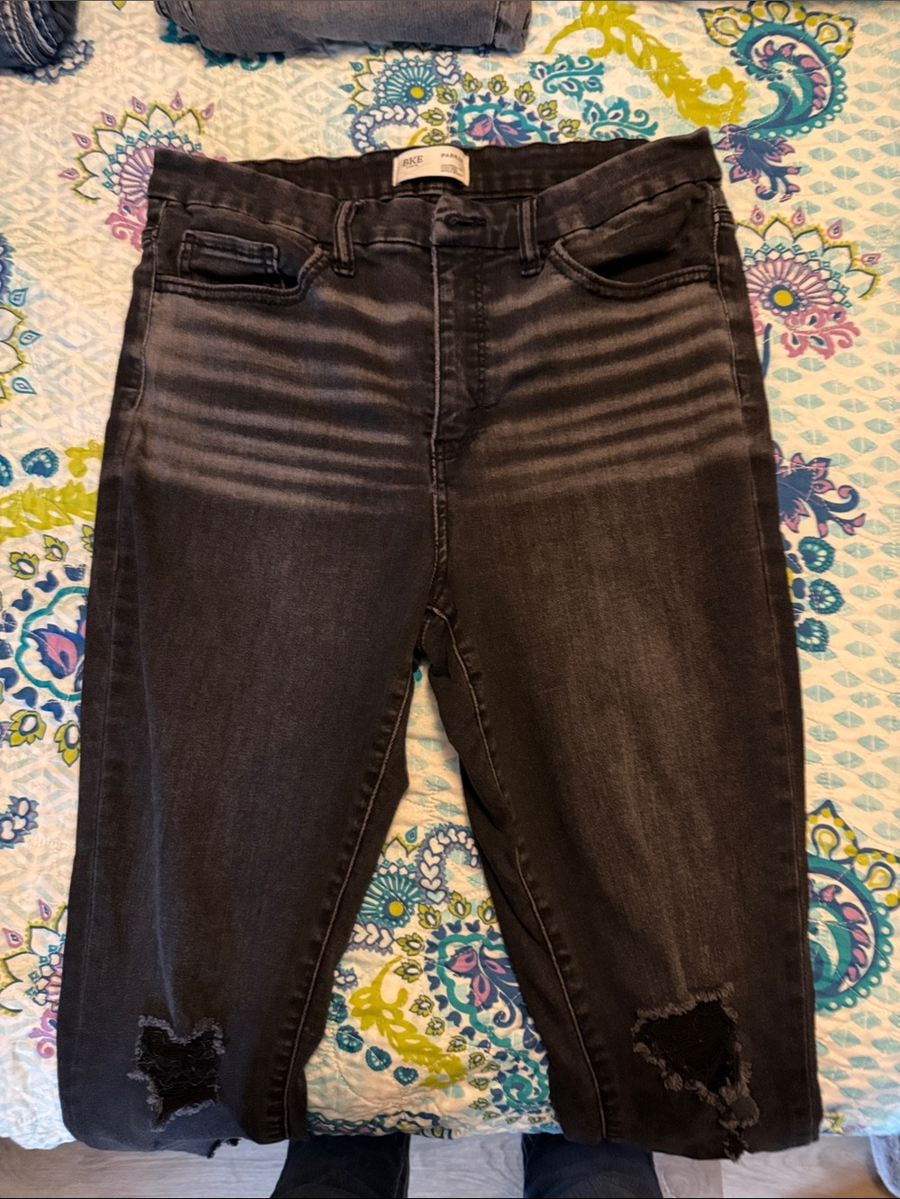 BKE Black Skinny Jeans with Knee Distress
